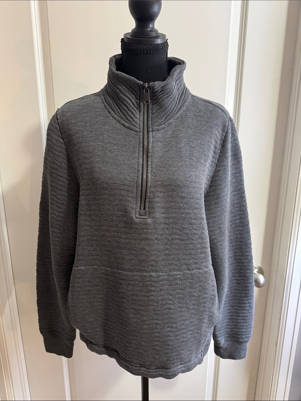 Athleta Charcoal Gray Half-Zip Cowl Turtleneck Sweater